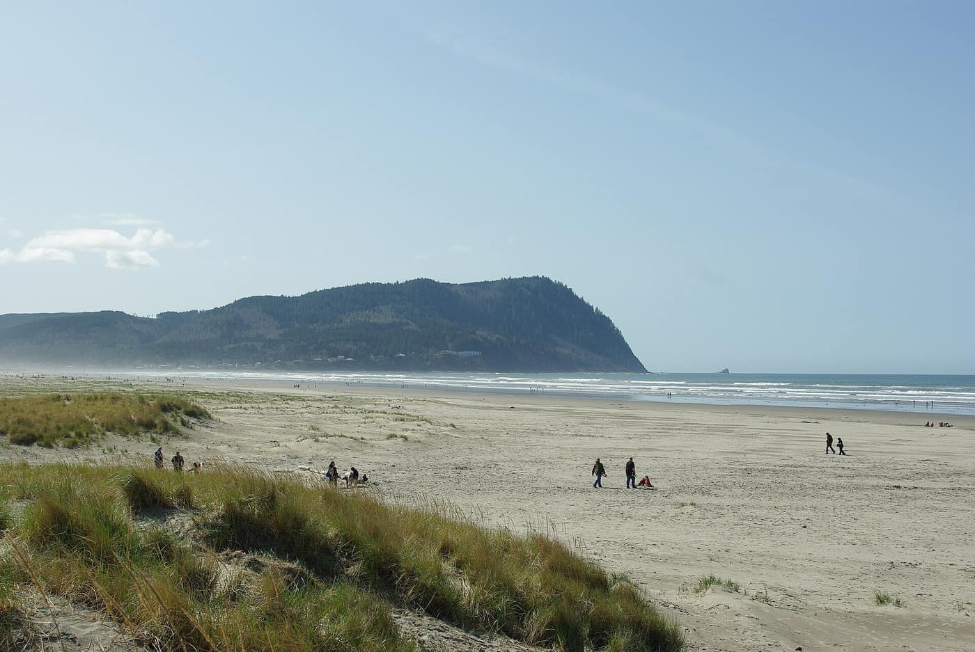 Wide Seaside beach looking south toward Tillamook Head on a clear day